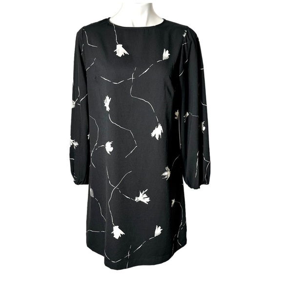 a new day Dresses & Skirts - a new day Floral Long Sleeve Dress Size Small Black/Gray